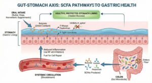 The Gut-Stomach Axis: importance of good intestinal flora and gut health.