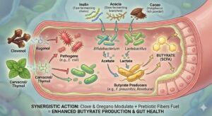 Does Oregano and Clove effect gut diversity and SCFA production?