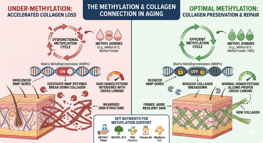 Under methylation may cause your body to eat collagen faster!