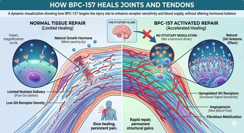 BPC-157 up-regulates GH receptors without effecting GH levels!