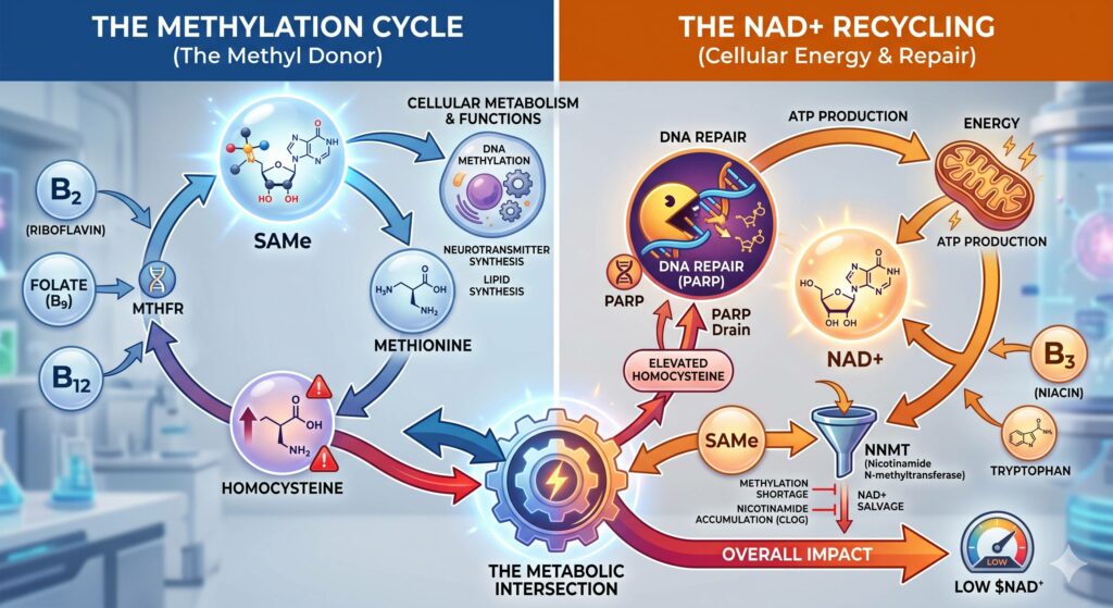 Under-Methylation can drain NAD+, Make sure your methylation is topped off!