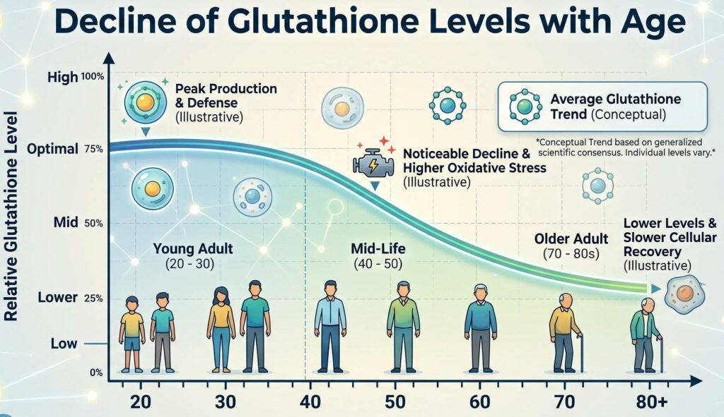 glutathione as we age declines significantly!