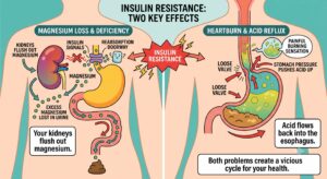 Insulin resistance can cause heart burn and mineral absorption issues.