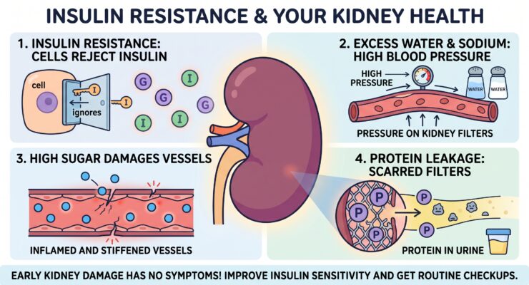 Insulin resistance can cause kidney damage over time!