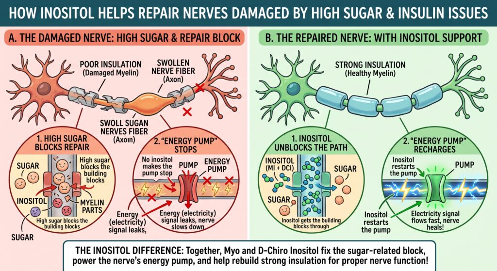 Myo and D-chiro Inositol, improve insulin sensitivity and help nerves heal!
